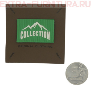 Нашивка под кожу квадрат "COLLECTION" 6,5*6,5см коричневый