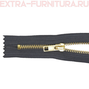 Молния джинсовая № 5, 18 см, латунь, цв.312 темно-серый