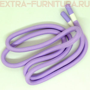 Шнурки круглые 130 см, прорезин.наконечник, Белая полоса, цв.лаванда 