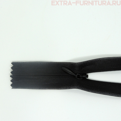 Молния потайная № 3, 50 см, цв.  322 черный п/э пл.9,3 гр/м