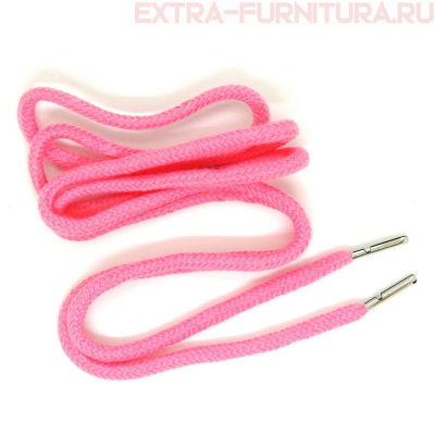 Шнурки круглые 130см, шир.6мм, Хлопок, наконечник металл, цв.розовый