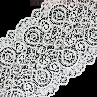 Кружево-стрейч TBY.L1351 шир.180мм, цв.001 белый (уп.25м)